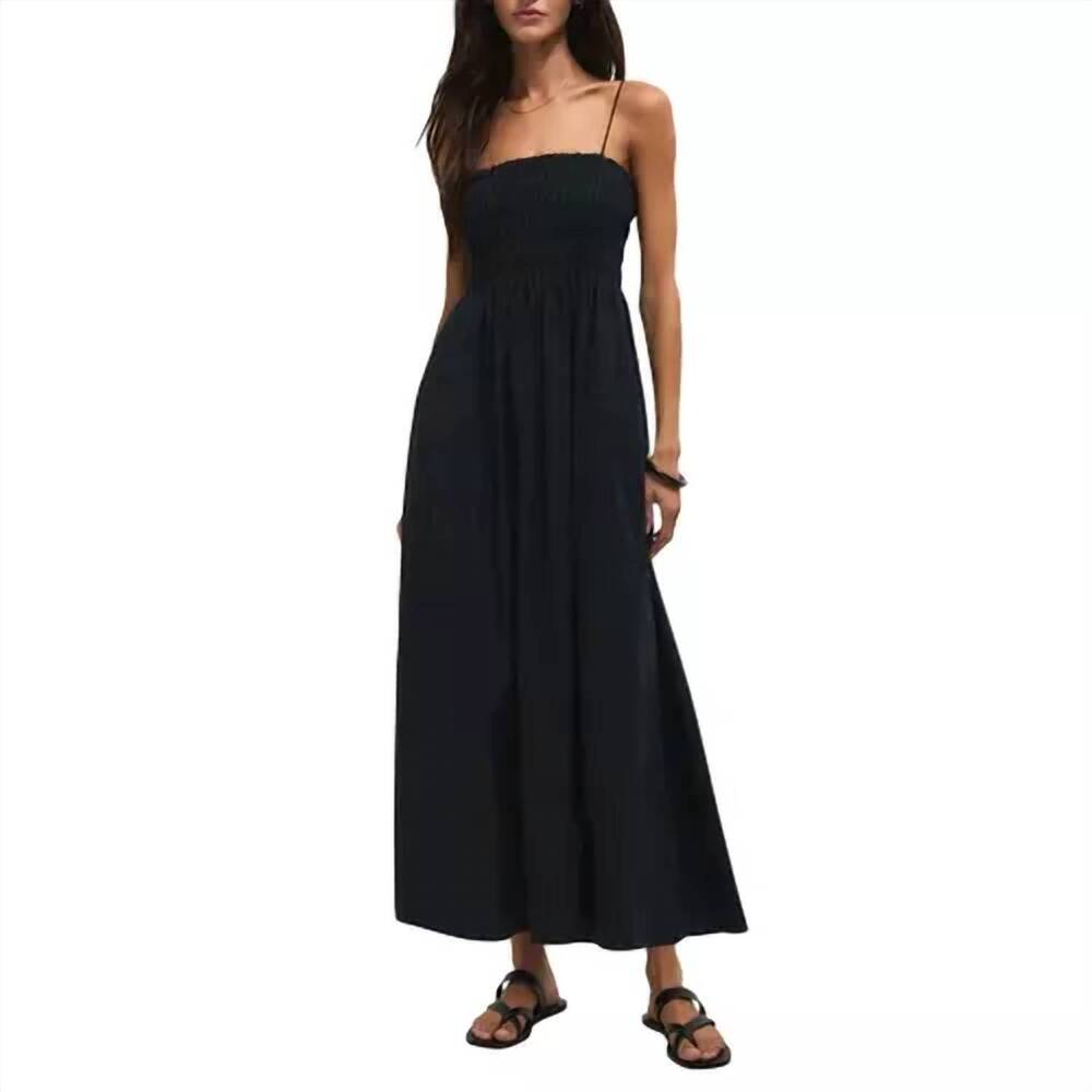 NEW Z SUPPLY cornelia poplin midi dress in black - Picture 1 of 3